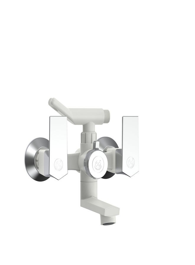R. N. RN PTMT Superior Plastic Wall Mixer Telephonic with Crutch Wall Mixer 3in1 (Wall Mount Installation) White Chrome Dual_RNG2004D12 (Hand Shower & Hose Pipe are not Included) - Image 1